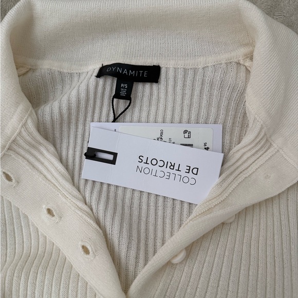 Dynamite Cream Ribbed Knit Top - Picture 2 of 5